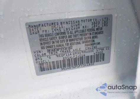 2015 Nissan Sentra Fe+ S из США, поврежденный, VIN 3N1AB7AP1FY341802